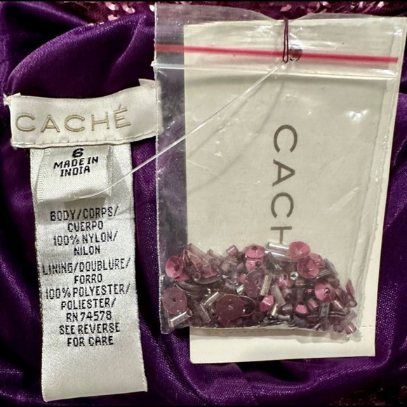 CACHE Cocktail Dress Purple Pink Sequined, Fully Lined, Size 6, NWT!! - Picture 14 of 14